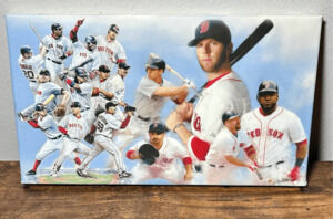 Vtg Boston Red Sox 14x8 Canvas Print MLB World Series Big Papi Pedroia Manny